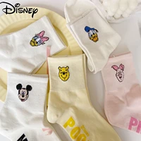 disney cartoon socks female mid tube japanese pure cotton breathable deodorant college style sports socks 3 pairs random