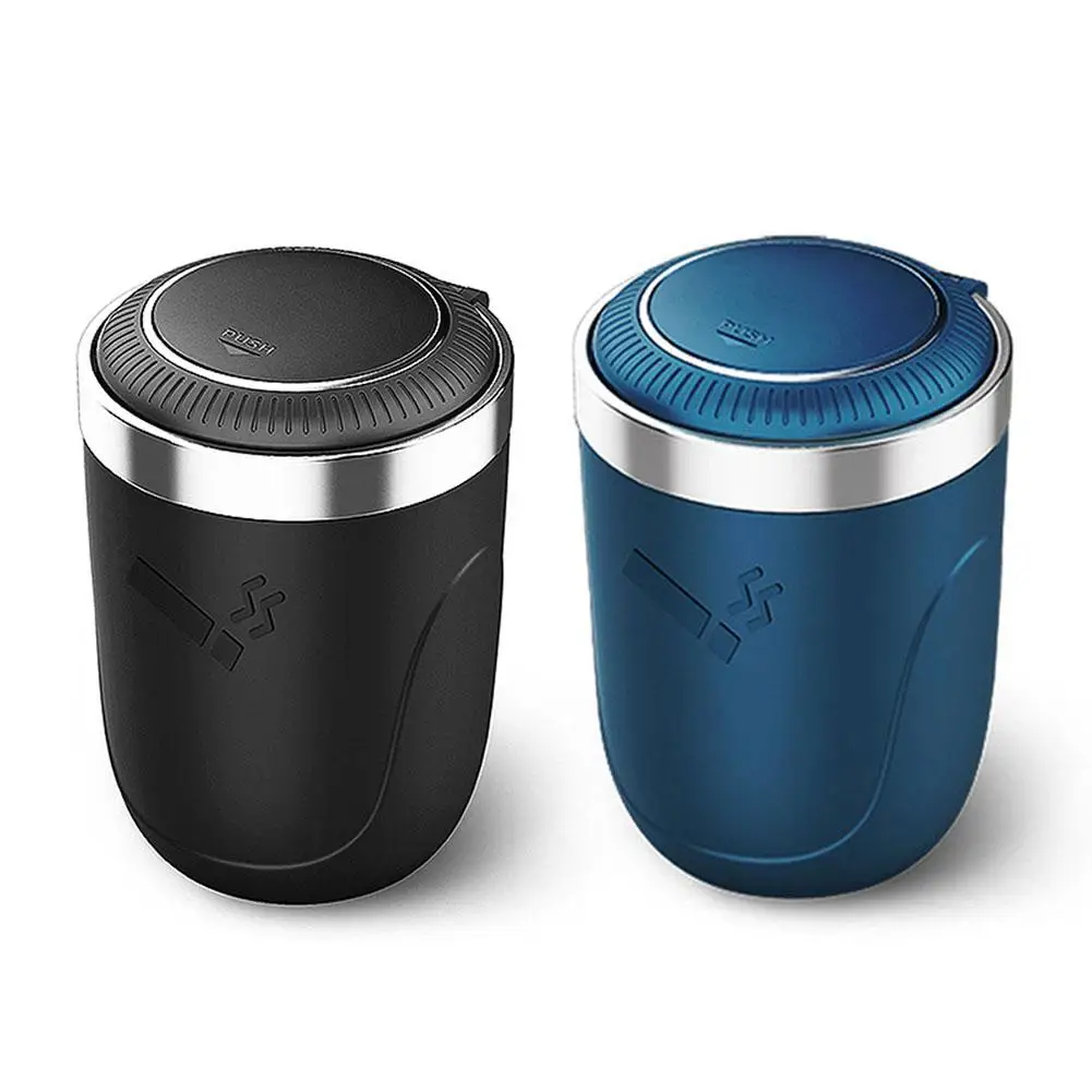 

Car Ashtray With LED Light 102 * 70mm Portable And Easy To Clean Stainless Steel Liner Ashtray Car Interior Supplies