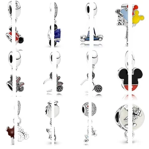 Hot 925 Silver Bow Fashion Mouse Hat Pendant Suitable For Original Pandora Bracelet Womens Diy Charm Jewelry