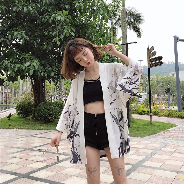 Весна Осень кимоно плащ три четверти рукав кардиган юката женщина мужчина