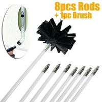 flexible 8pcs rods with 1pc brush head chimney cleaner sweep rotary fireplaces inner wall cleaning brush cleaner chimneys access