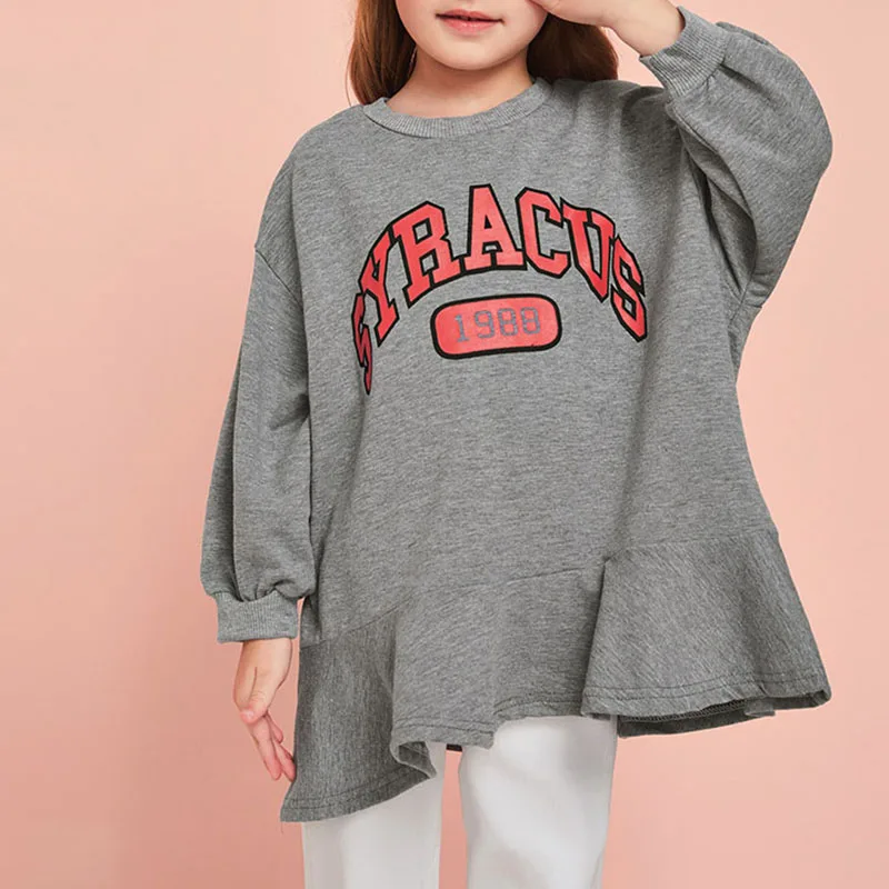 

Girl Dress Fall New Korean Version Loose Style All-match Casual Letters Printed Sweatshirts Dress for Cute Fashion Baby Girls