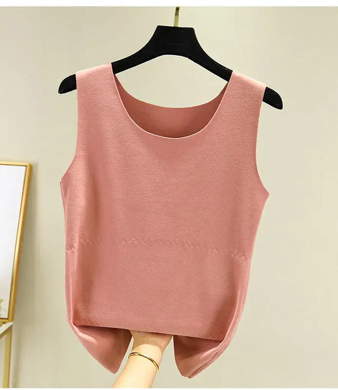 

Delong traceless thermal vest for women with plush thickened autumn and winter tight cotton top with self heating bottom coat