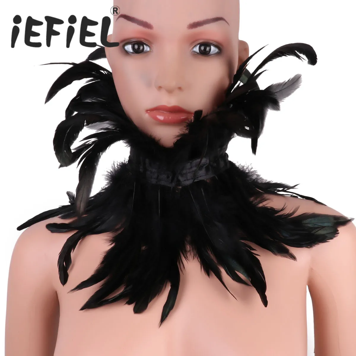 Для женщин в викторианском стиле Готический натуральных перьев Воротник Колье