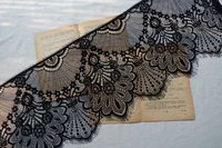 black lace trim off white lace trim lace trim tulle lace trim scalloped lace trim soft french lace 9 8 inches wide 3 yards