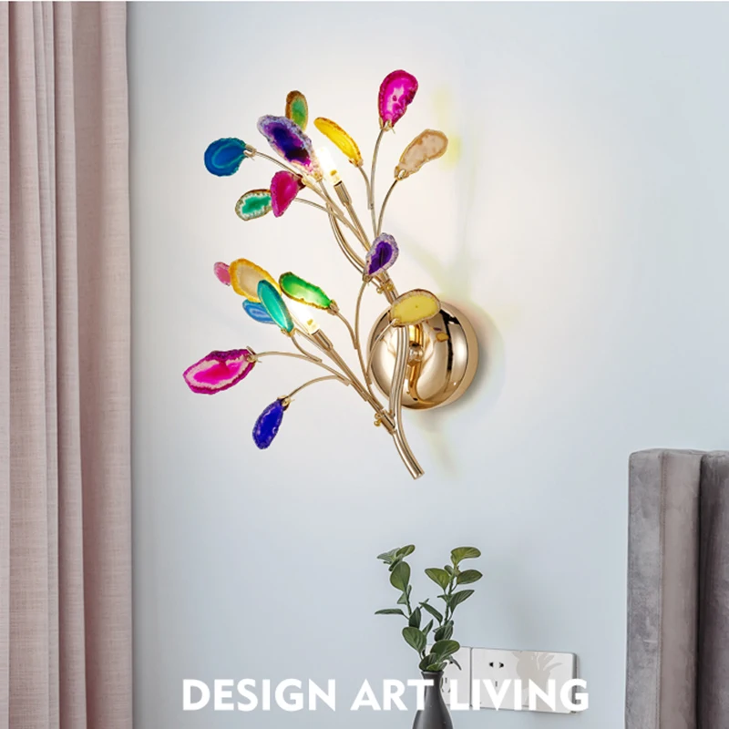 

Nordic LED Wall Lamp Color Living Room Bedroom Carnelian Wall Lights Modern Art Interior Lighting Decorative Lamps Mirror Lights
