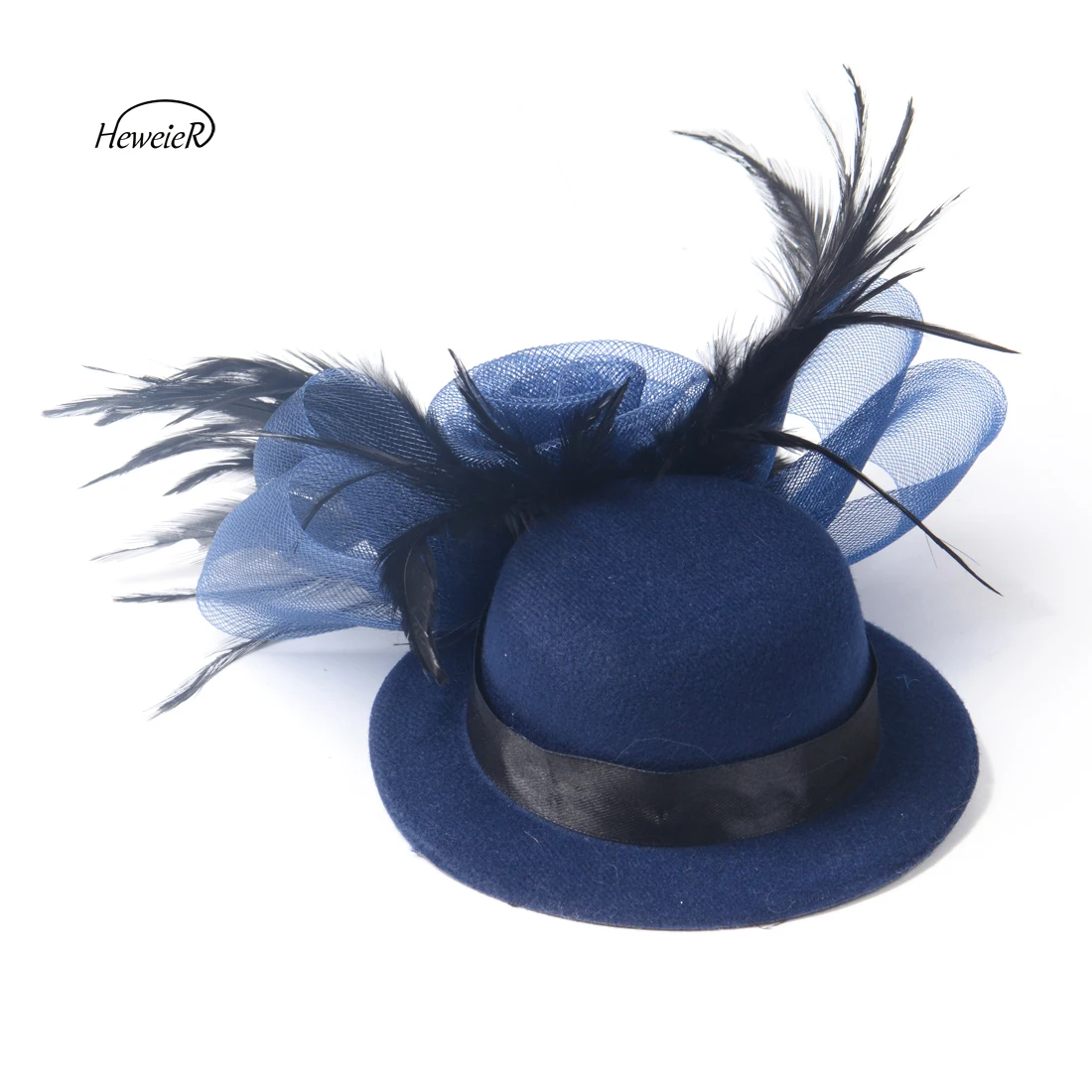 Женская шляпка-вуалетка с перьями зеленая/синяя шляпка вуалеткой заколка для