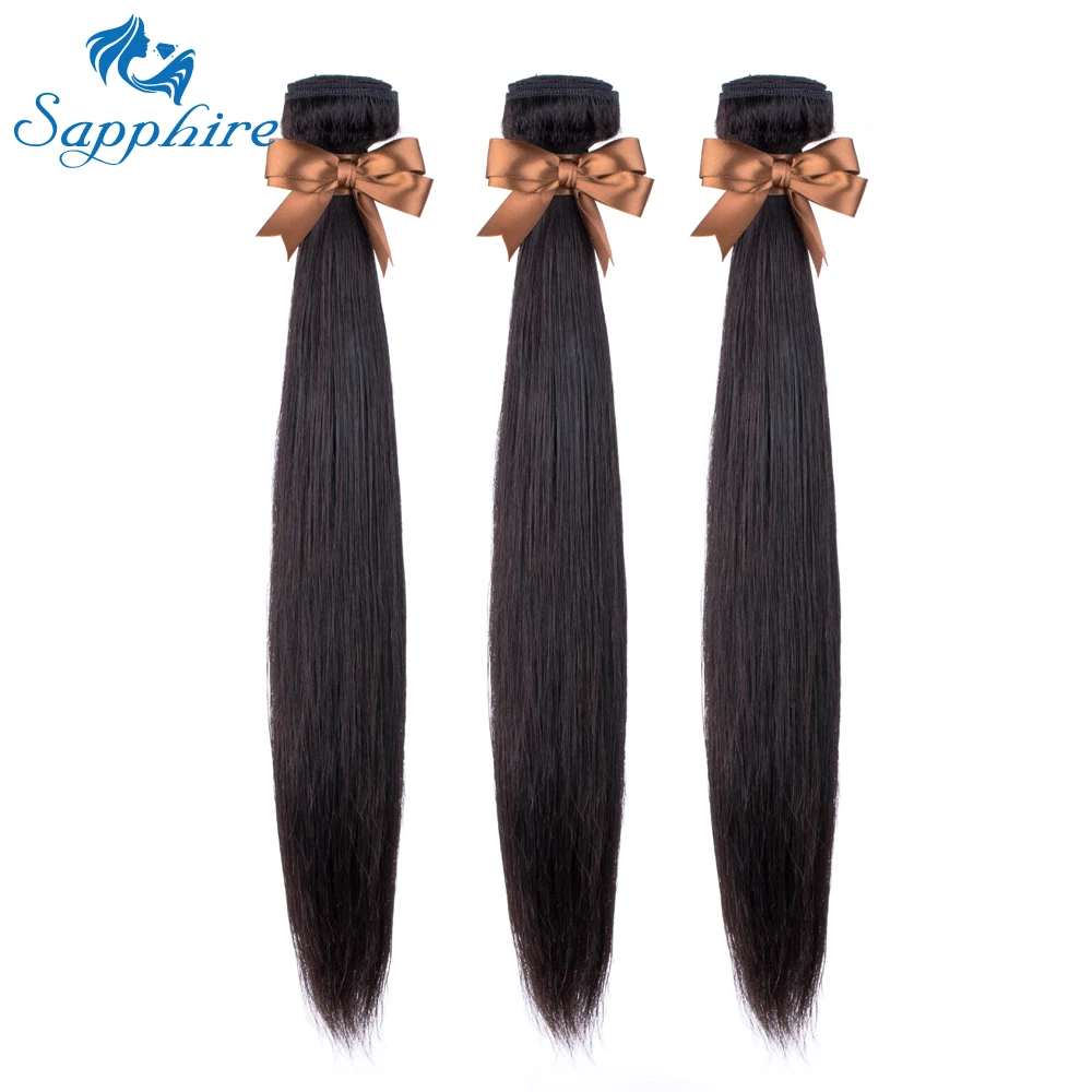 Сапфировые бразильские человеческие волосы remy Weave 3 пучка прямые натуральные черные цветные пучки "-24" штук