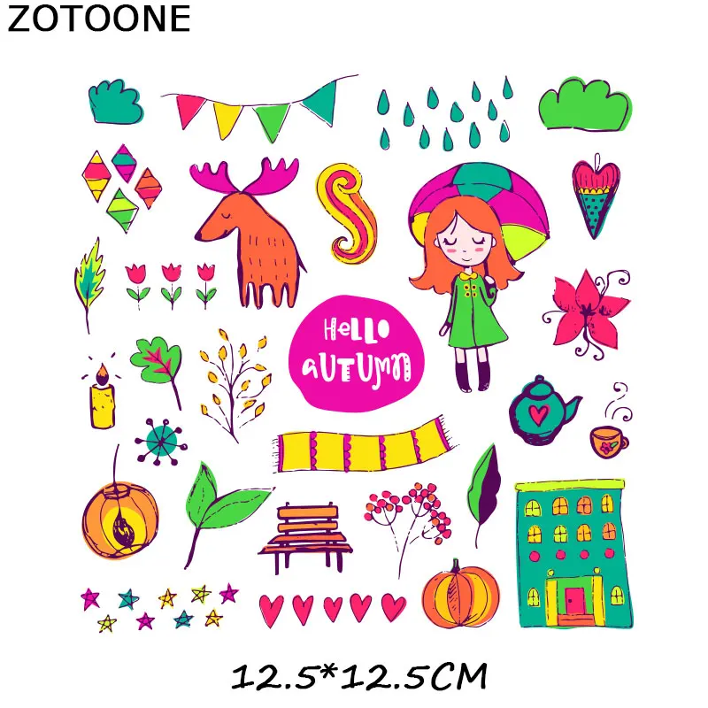 ZT1652 ZOTOONE, железные Мультяшные нашивки в виде животных для детской одежды, аксессуары для самостоятельной сборки, декоративные виниловые пластыри, подарочный набор для тела D - Цвет: ZT1652
