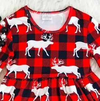 Рождественская Детская одежда в клетку с изображением овец и животных платье для