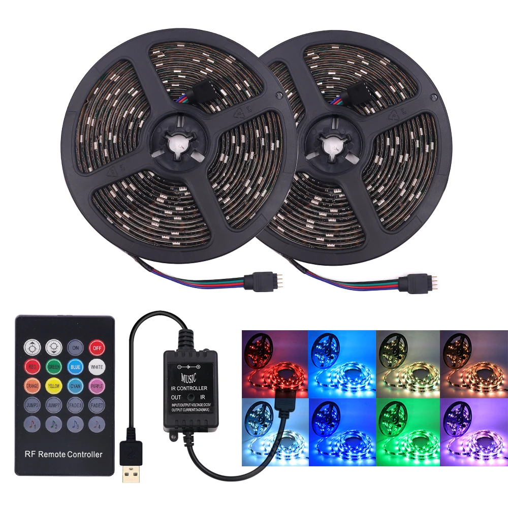 Музыкальная Светодиодная лента 5050 RGB 30 светодиодов/м 60 музыкальный контроллер