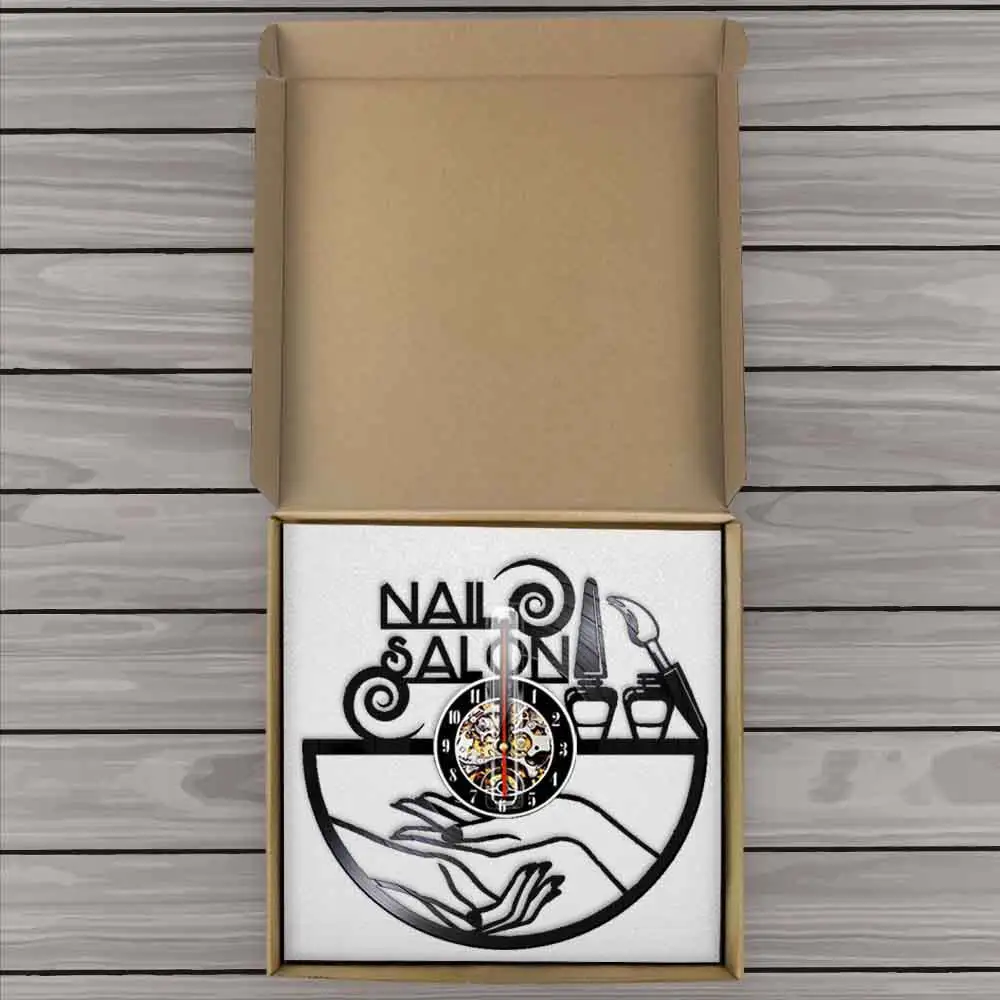Nail Salon Vinyl Record Wall Clock Beauty Decor Watch Hanging Polish Laser Cut Clocks Gift For Girls Manicurist | Дом и сад