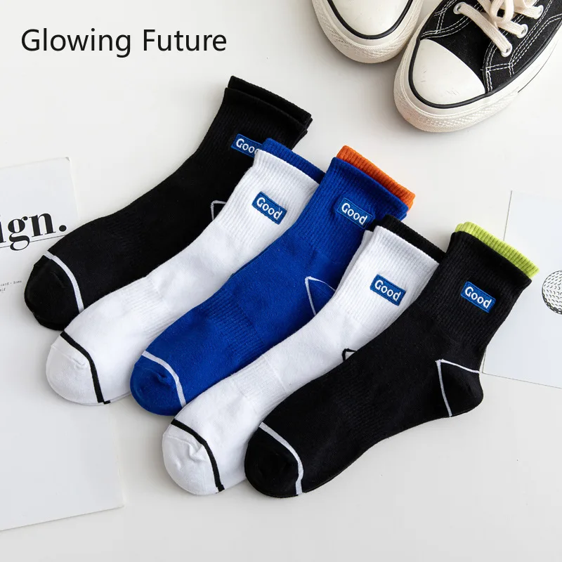 

Glowing Future Crew Men Socks Fashion Breathable Sweat Deodorant Splicing Men Women Sokken Basketball Football Unisex Sports Sox