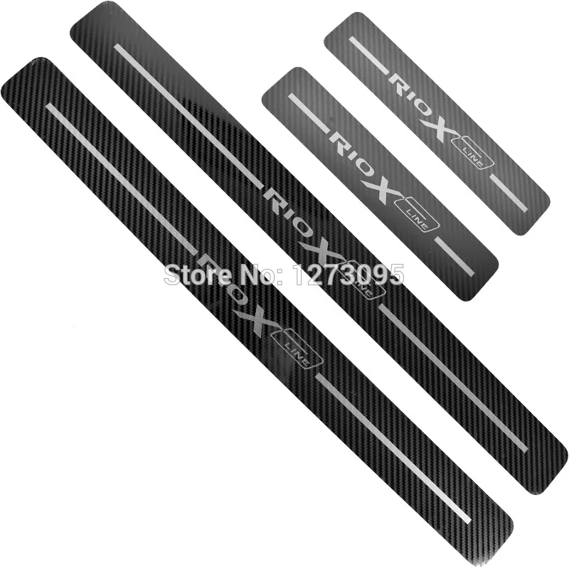 Carbon Fiber Print Для Kia Rio X-Line 3 4 Нержавеющая Накладка на дверной порог защита педали Накладка аксессуары для стайлинга автомобилей - Цвет: Carbon Fiber Print