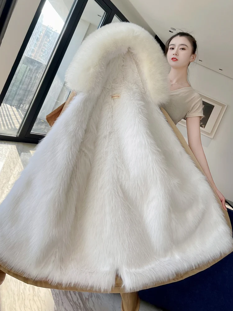 Парка женская зимняя новая меховая подкладка из лисьего меха съемное меховое