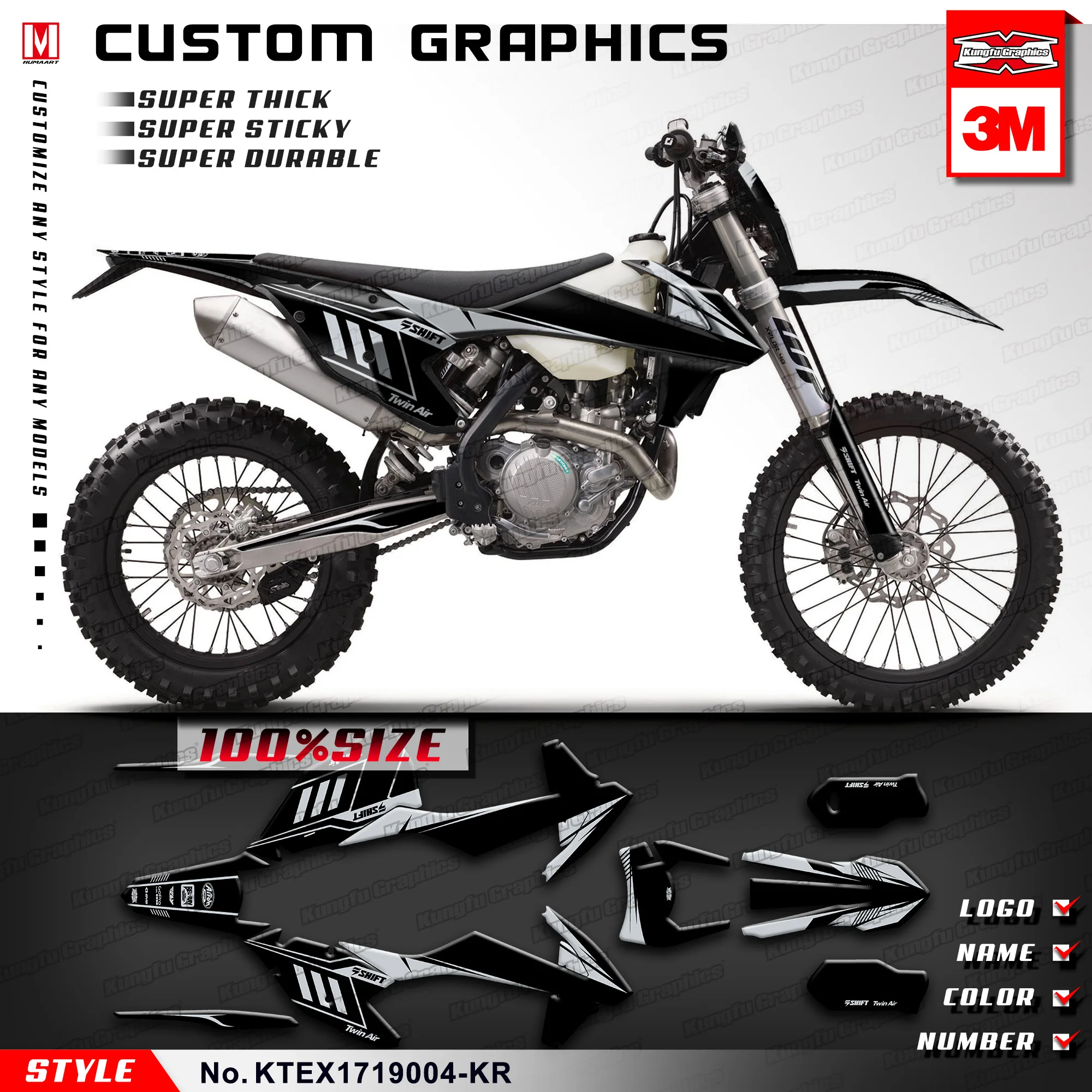 KUNGFU графика пользовательская наклейка виниловая пленка комплект MX для 125 150 250 300