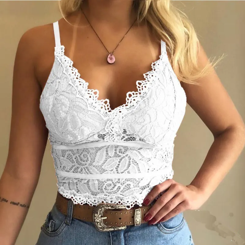 

Summer Sexy Women Sleeveless Garment V Neck Oversize Sling Shirt Tank Guipure Lace Top Vest Plus Size