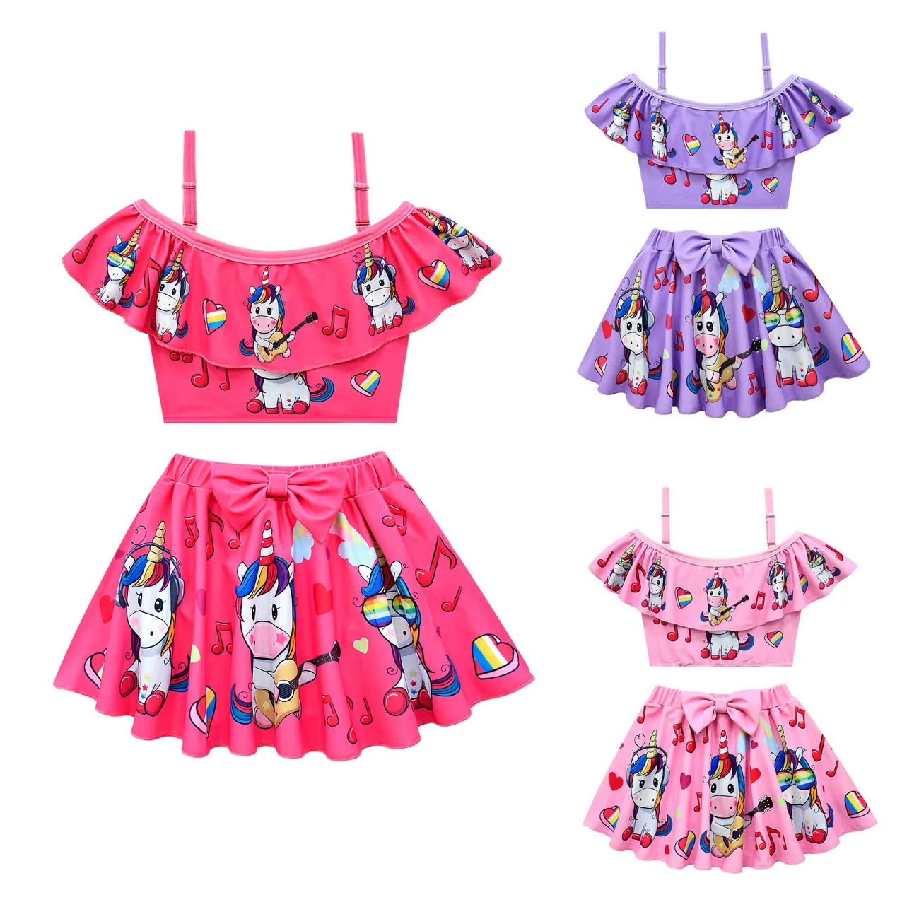

Girls Swimsuit Split 2-10years Girls Swimwear Unicorn Two Piece Children Swimwear Rainbow Bikini Set Cute baby girls clothes