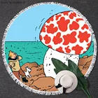Круглое пляжное полотенце с кисточками The Adventure Of TinTin, мультяшное одеяло для йоги, матовое полотенце для плавания, круглое пляжное полотенце