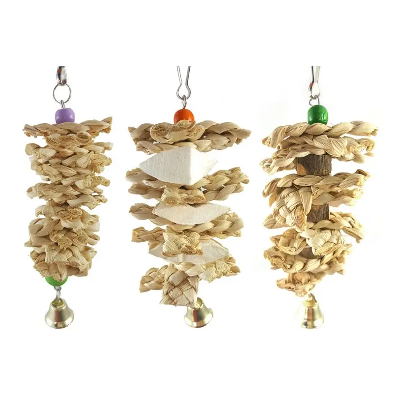 Животные попугай птица натуральная трава игрушки для жевания Bite подвесной