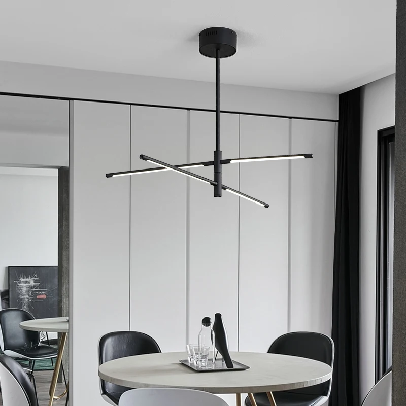 Минималистичная линейная Подвесная лампа для спальни столовой с 4/6/8 насадками