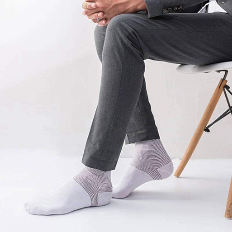 

Summer Thin Simple Middle-aged Business Men's Socks Pinstripe Tube Socks Sweat-absorbent and Deodorant Socks