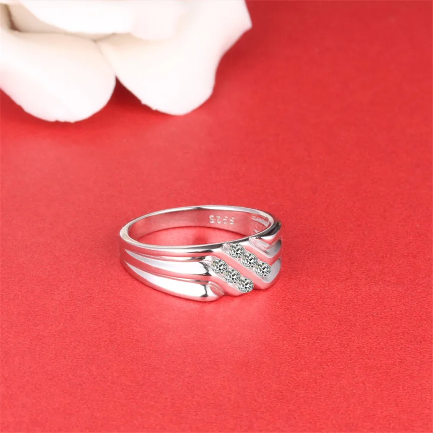 

Real Sterling 925 Silver Jewelry Simple Rings For Men Luxury Fine Jewelry Accessories Bridegroom Wedding Engagement Ring