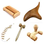 Ролик для массажа рук и ног из массива дерева, четыре колеса, инструмент для расслабляющего массажа рук, рефлексотерапия лица, рук, ног, спины, тела