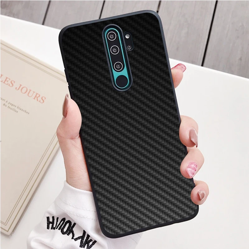 Автомобильный чехол из углеродного волокна для телефона Redmi note 9 8 7 Pro S 8T 7A Черный