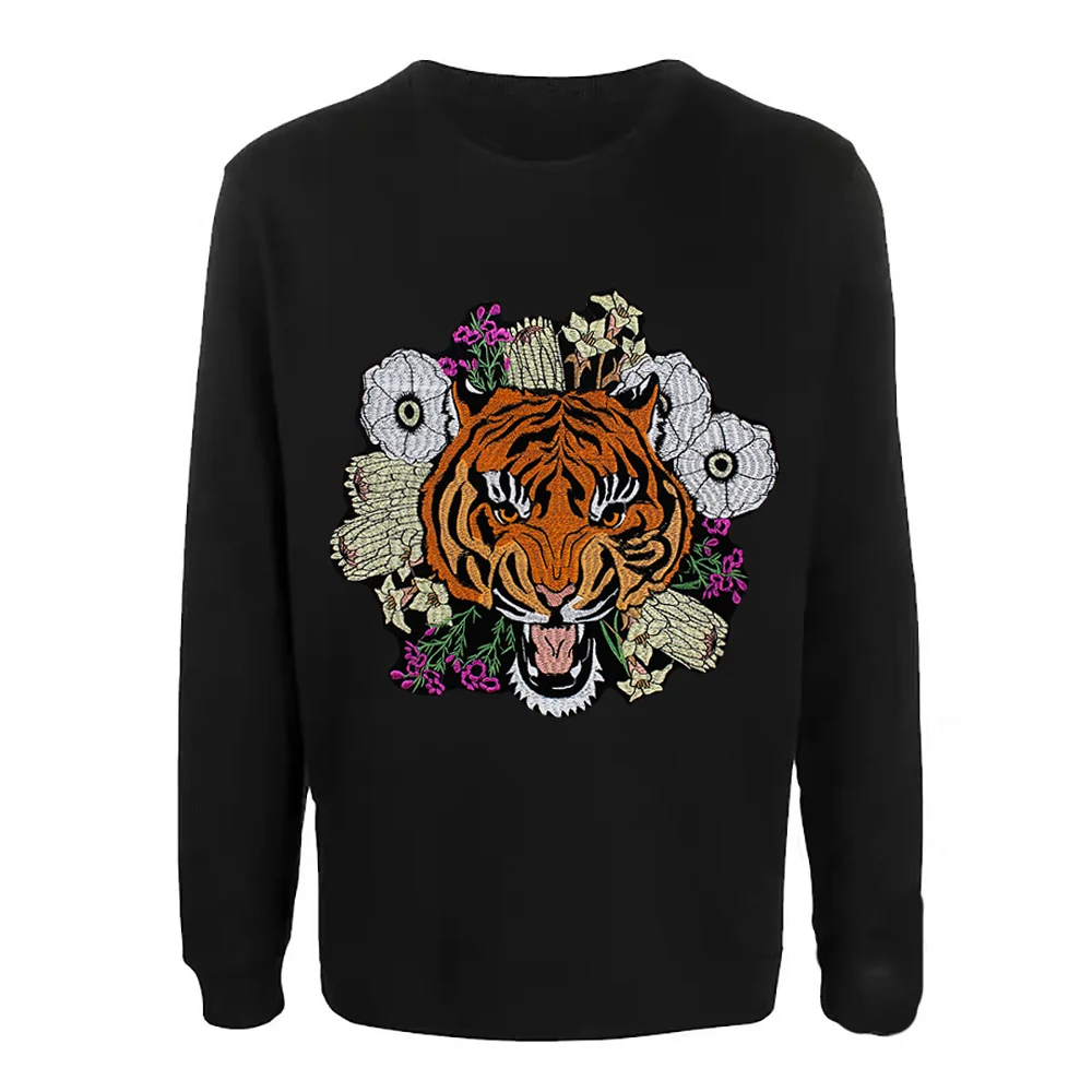 1 шт. модная крутая большая желтая нашивка с вышивкой тигра и цветами аппликация