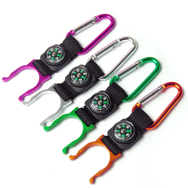 Кемпинг держатель бутылки воды с компасом легкий ремень вешалка клип брелок