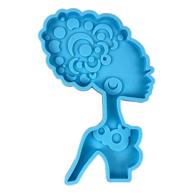 

Curly Hair Women Shape Coaster Cup Mat Pad Epoxy Resin Mold Keychain Pendants Silicone Mould DIY Crafts Jewelry Casting Tools