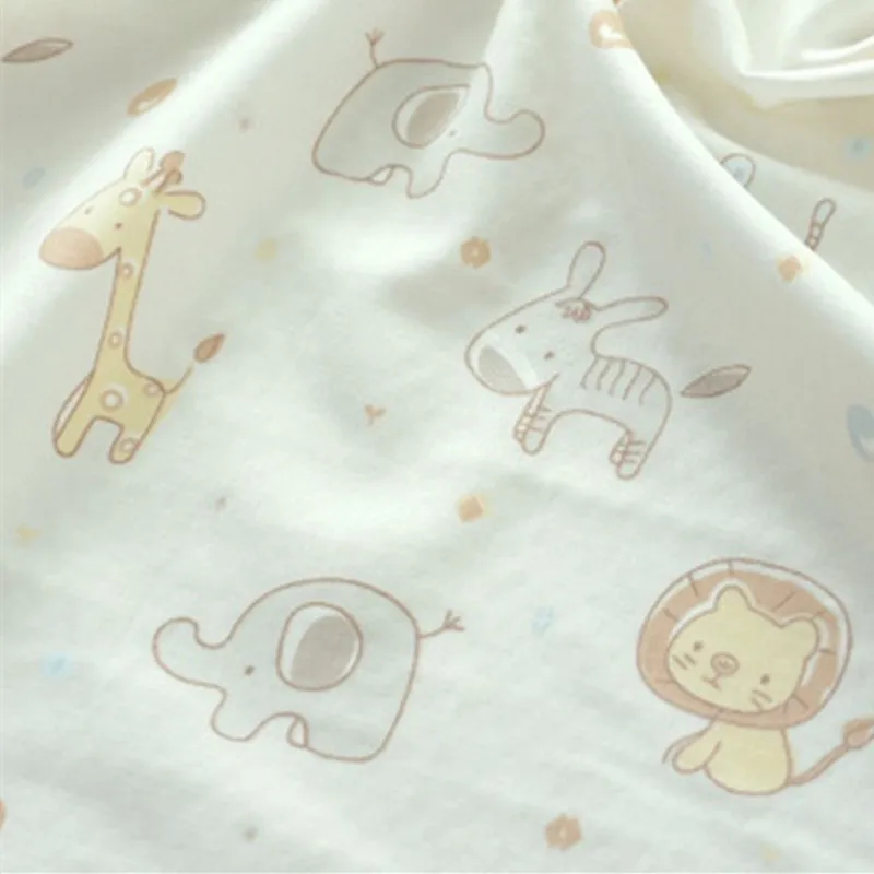 

Half meter cartoon forest animal plaid print 100% cotton double yarn fabric baby's garment pinofore diaper T1120