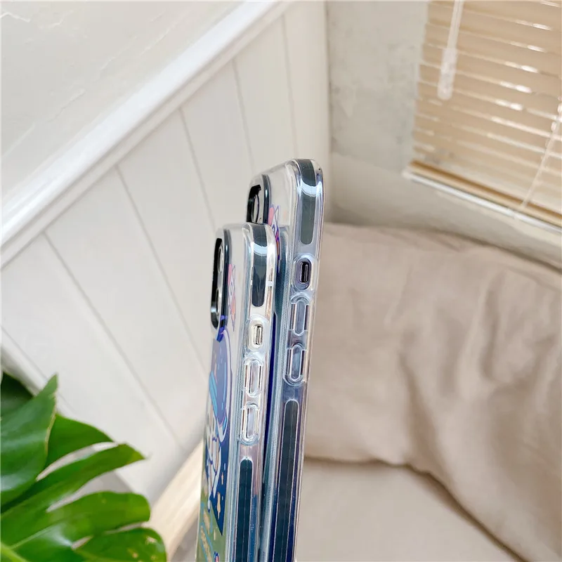 

INS Milk tea astronaut Phone Case For iPhone 11 Pro Max 12 Mini Pro 7 8 Plus X XR XS SE 2020 clear Soft TPU Silicon Back Cover