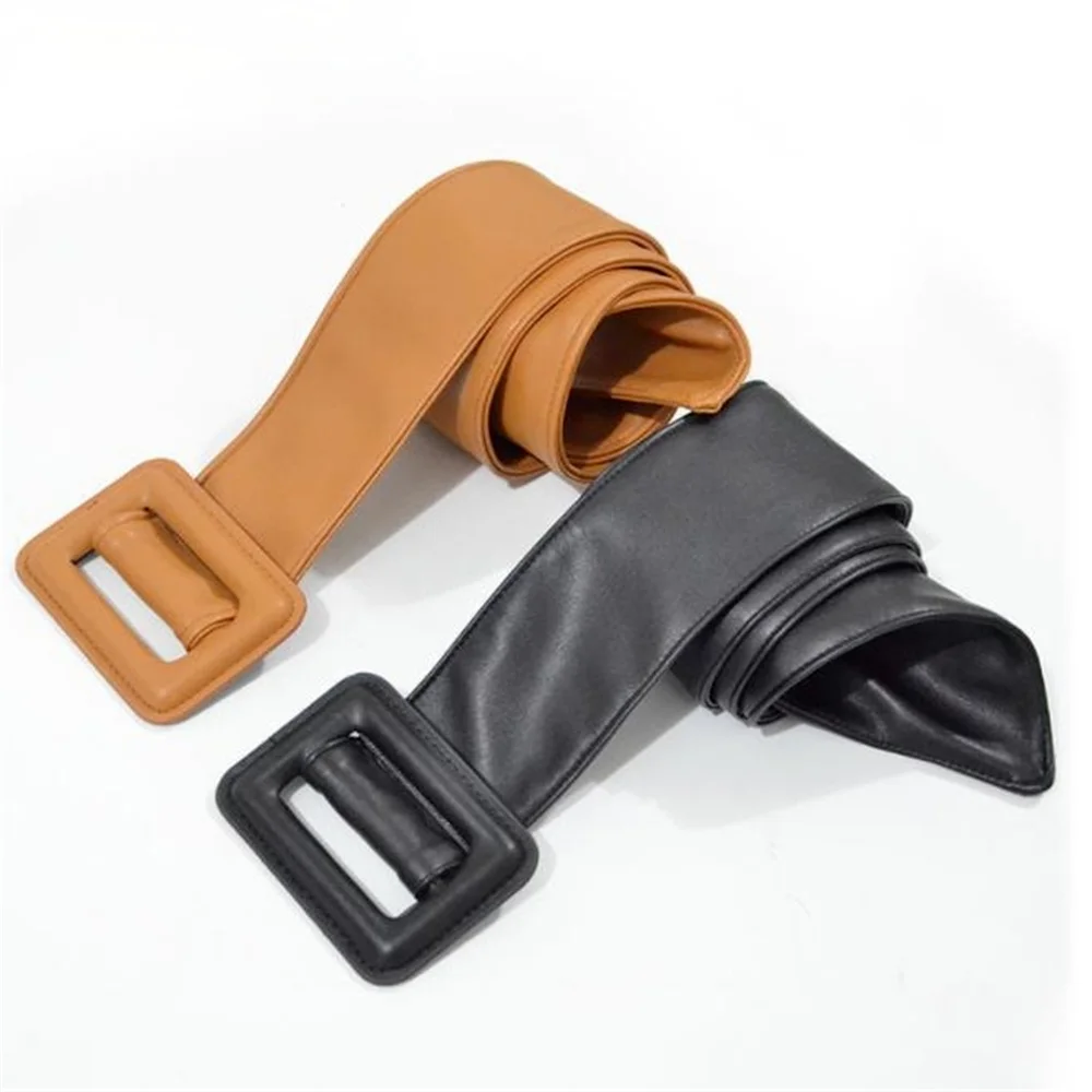 

Wide Women Belt For Dresses Leather Big Bow red Cummerbund Ladies Fashion 2021 Brand Solid Female Wide Waist Belt