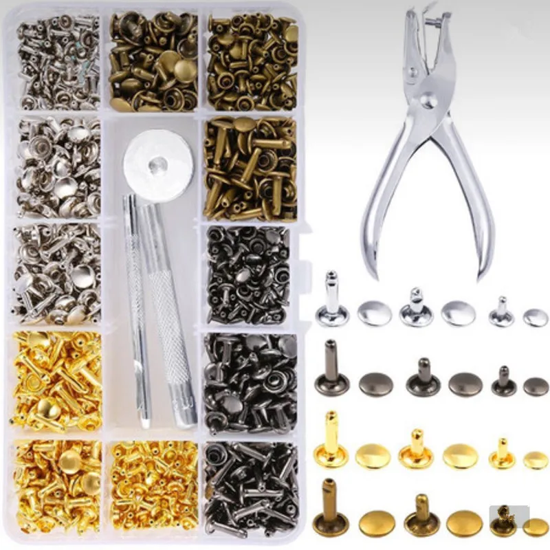 

Single/Double-Sided Boxed Rivets/Bumps Leather Snaps for Clothes,Jackets With Pliers 6/8/12mm 360Pairs 3Tools 1Plier