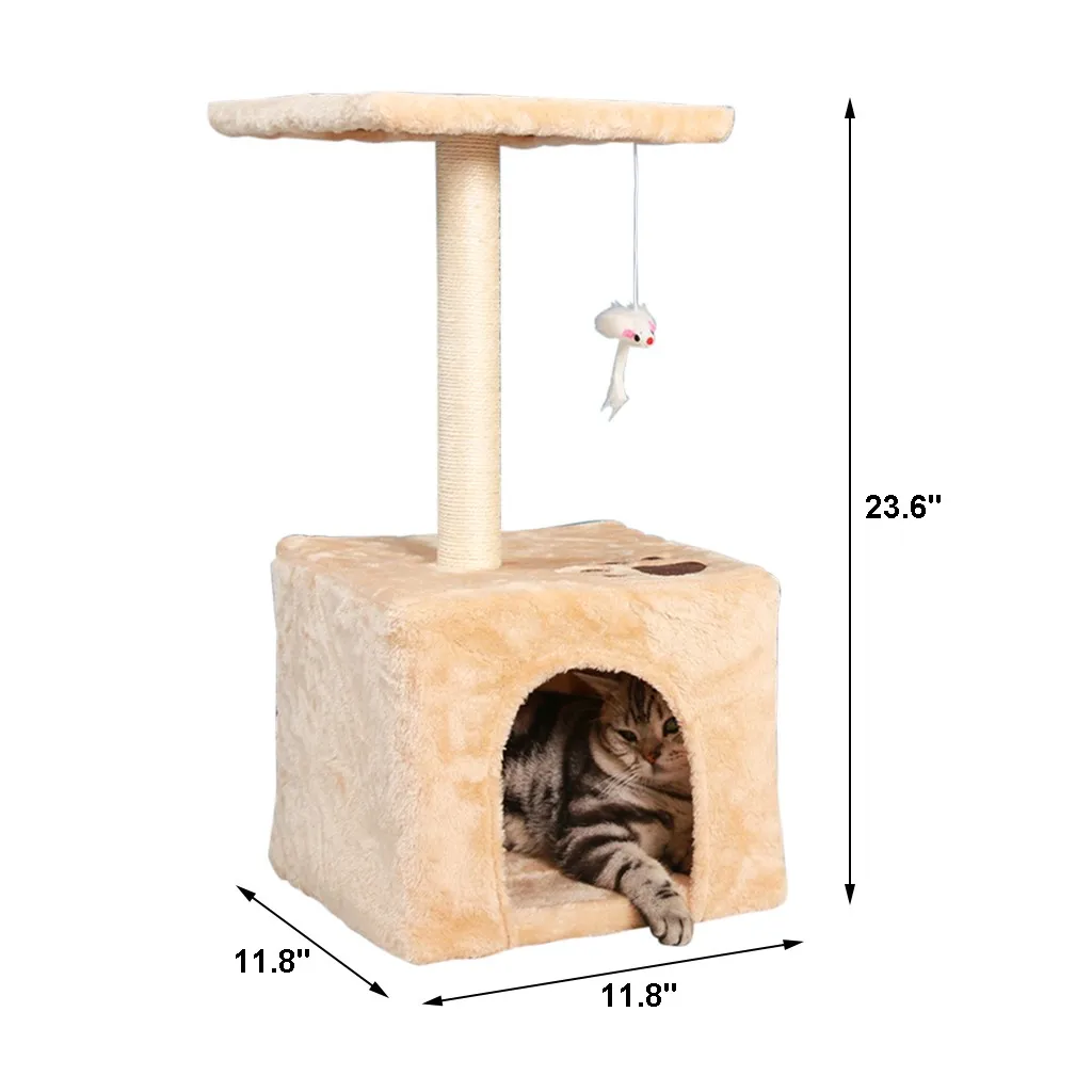 

Cat Tower Kittens Scratching Tower Pet Play Activity Tree House Cratching Sisal Post for Cat Climbing Jumping Playing Toy