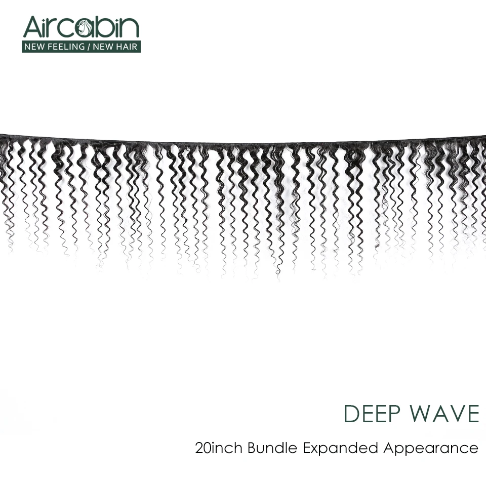 Бразильские волосы Aircabin пряди глубоких волн с фронтальной кружевной застежкой