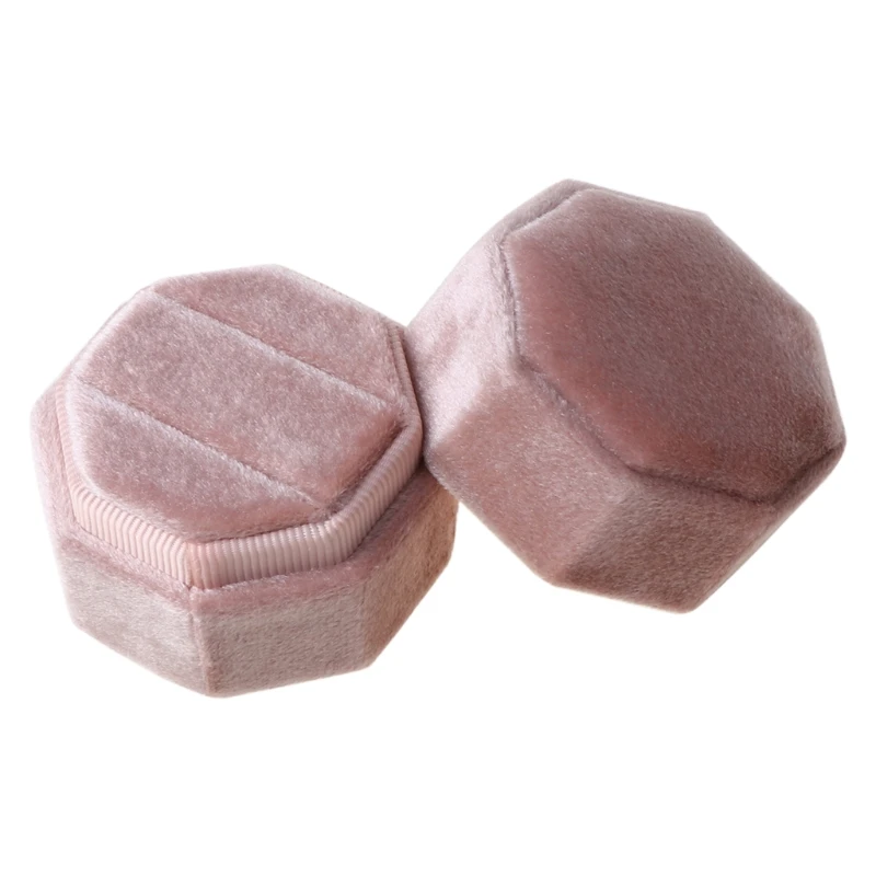 Бархатный коробка для двух колец восьмиугольник Свадебная церемония кольцо со