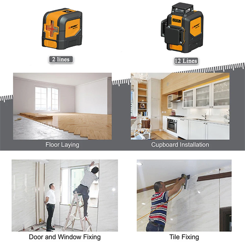 Лазерный уровень Sndway самонивелирующийся горизонтальный и вертикальный