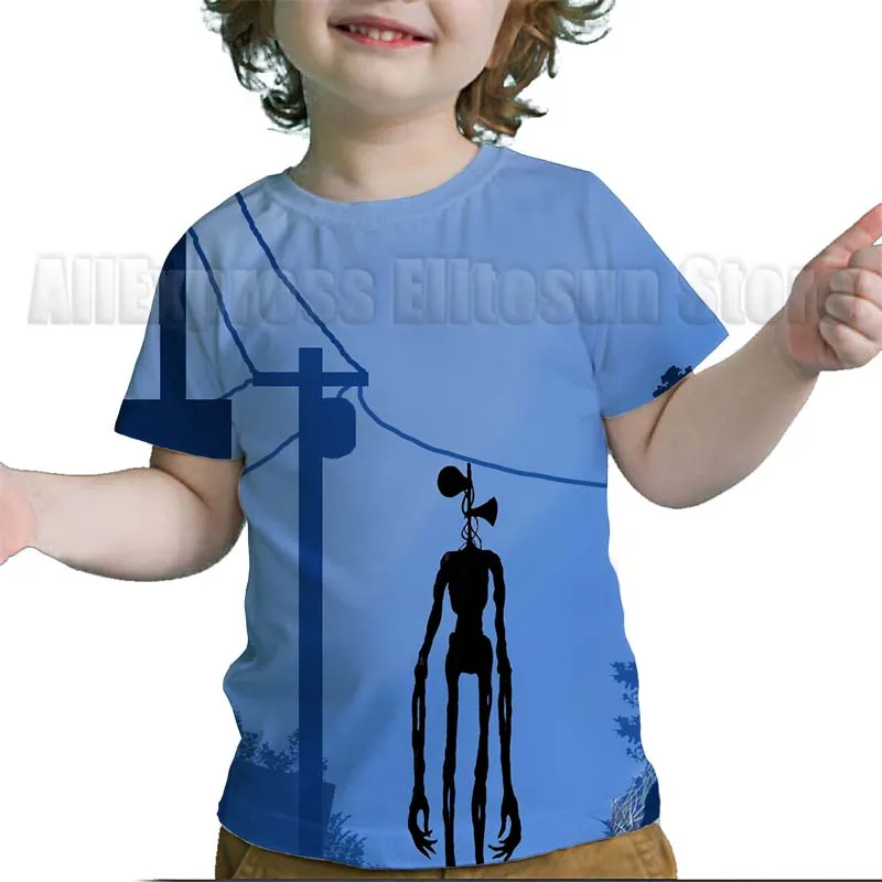 

New Children Siren Head T-shirt Toddler Cartoon Anime 3D T Shirt Boys Girls Kids Short Sleeve Tee Tops Teens Cool Streetwears