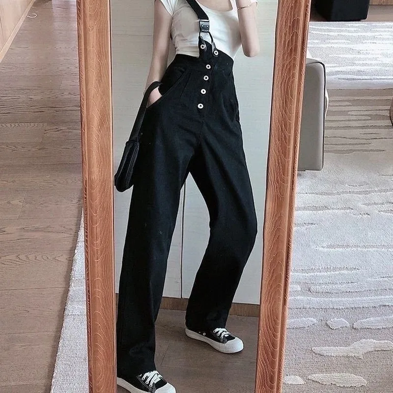 Комбинезон женский на одно плечо однотонный Свободный комбинезон пуговицах