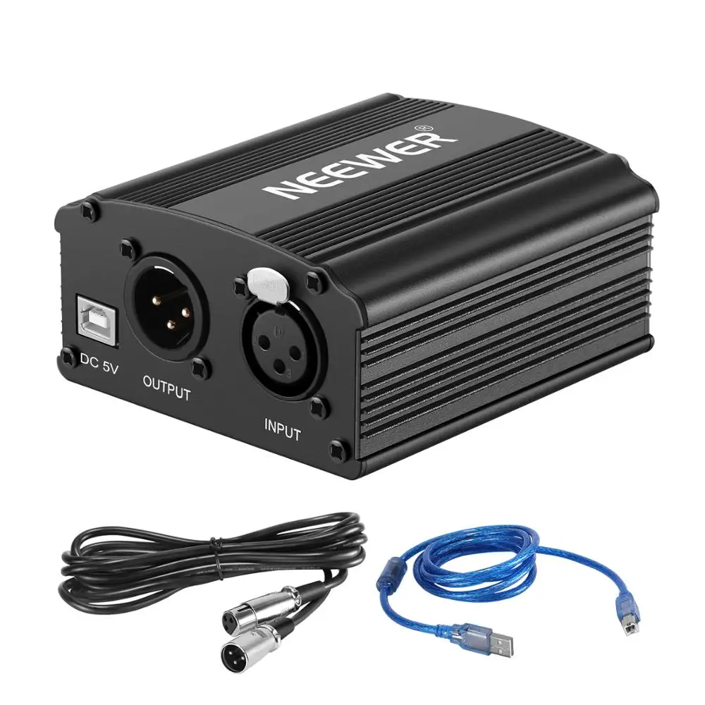 Neewer 1-канальный Phantom Питание + USB кабель XLR 3 Pin микрофонный для любого