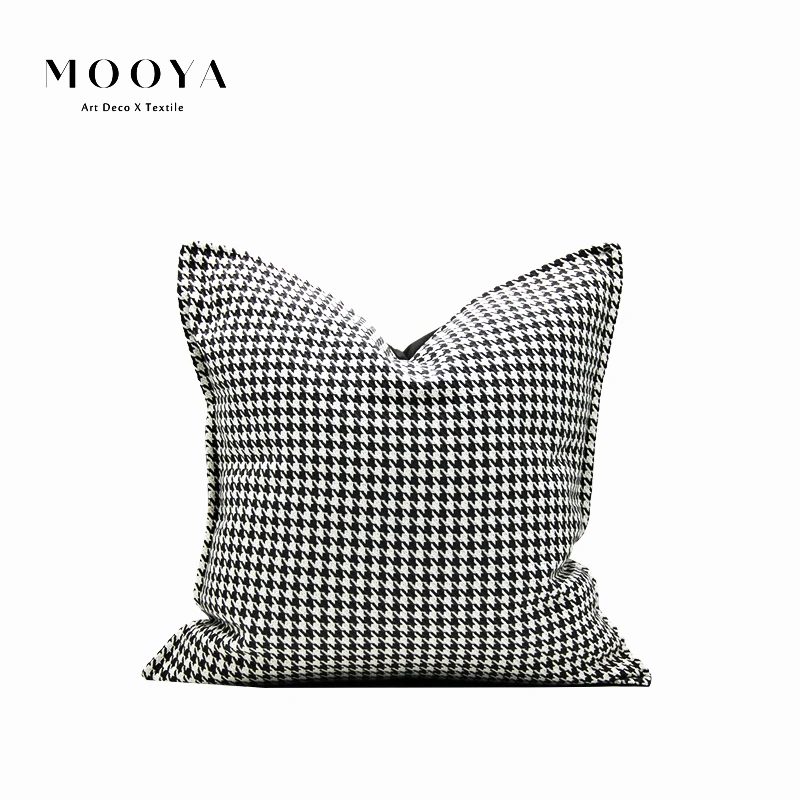 

Promotion Luxury Modern Cushion Cover White Black Houndstooth Art Coussin Bedding Sofa Cushion Simple decorative pillows