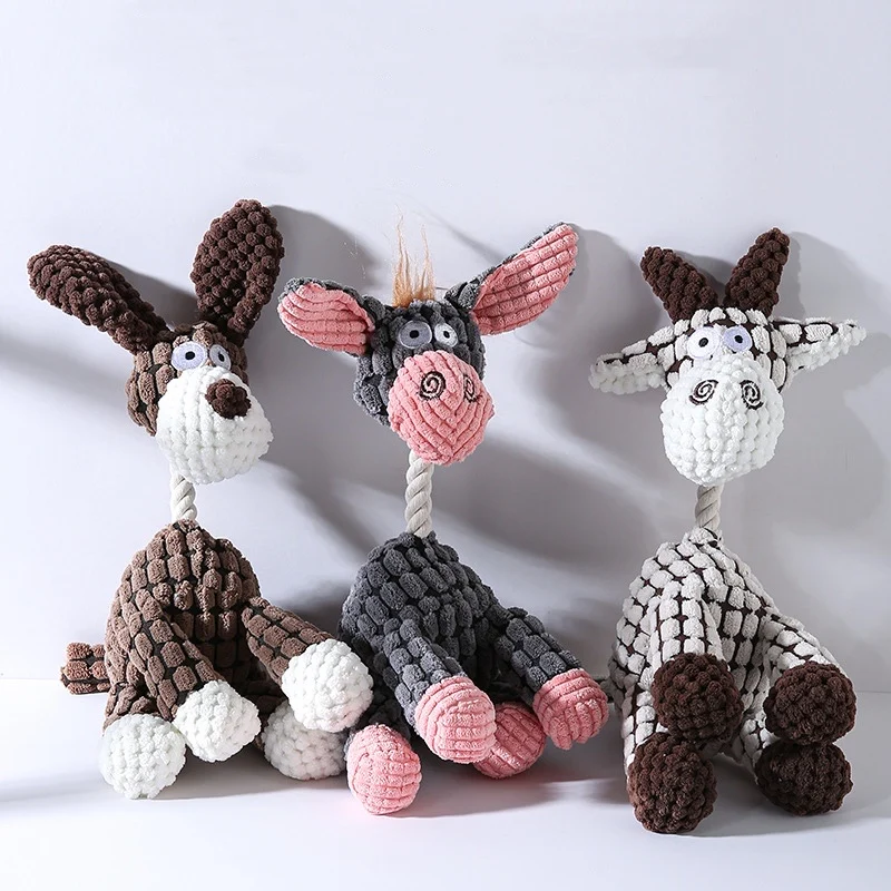

Dog Accessories for Small Dogs Spot Pet Toys Bite Resistant Cotton Rope Corn Fleece Dog Molar Donkey Voice Toy Wholesale