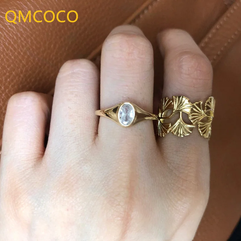 

Кольцо женское QMCOCO, серебро 2021 пробы, классический дизайн в стиле панк, гинкгобилоба светильник Ювелирное Украшение для вечеринок, 925