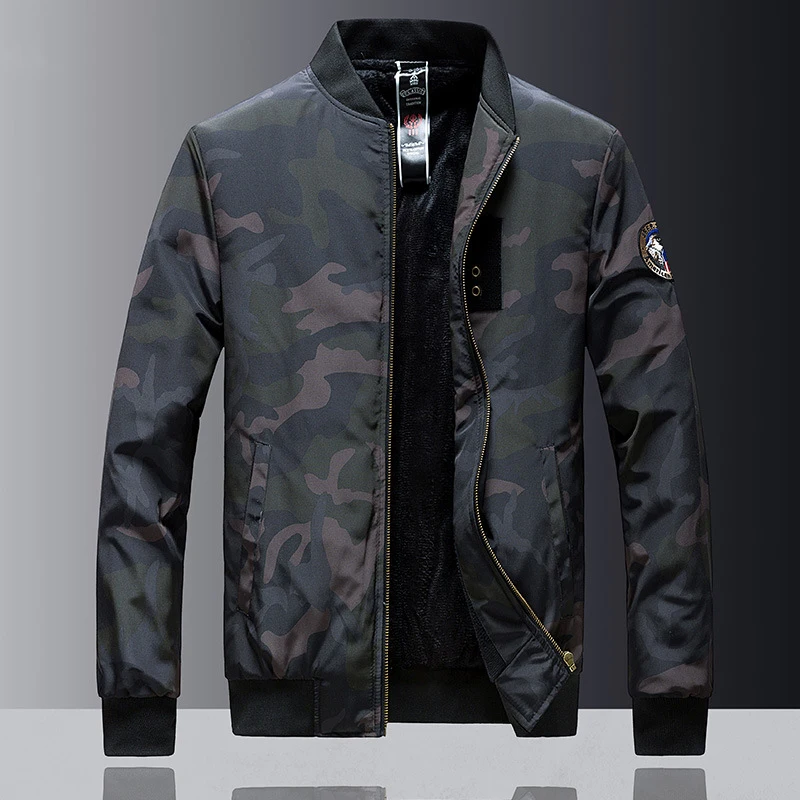 

iSurvivor Cotton Jacket Men's Autumn And Winter Youth Camouflage Jacket Loose Casual Plus Velvet Cotton Pilot Baseball Uniform