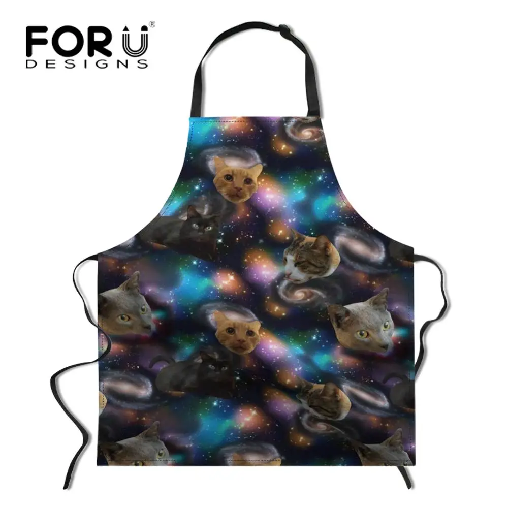 YY0761R FORUDESIGNS/Космический Galaxy Cat кухонный фартук в стиле унисекс Регулируемый поварский фартук без рукавов для приготовления барбекю - Цвет: YY0761R