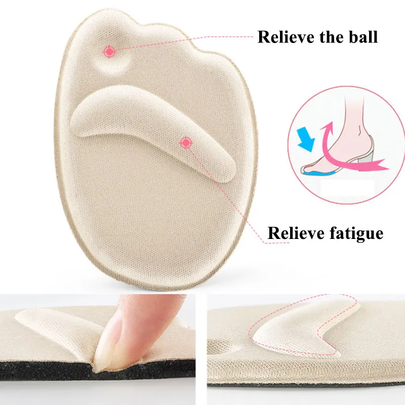 3D Heel Pads Half Code Massage Buffer Insoles Absorber Shoe Pad Front Forefoot Pads Cushioning Shock High Heels Shoe Accessories