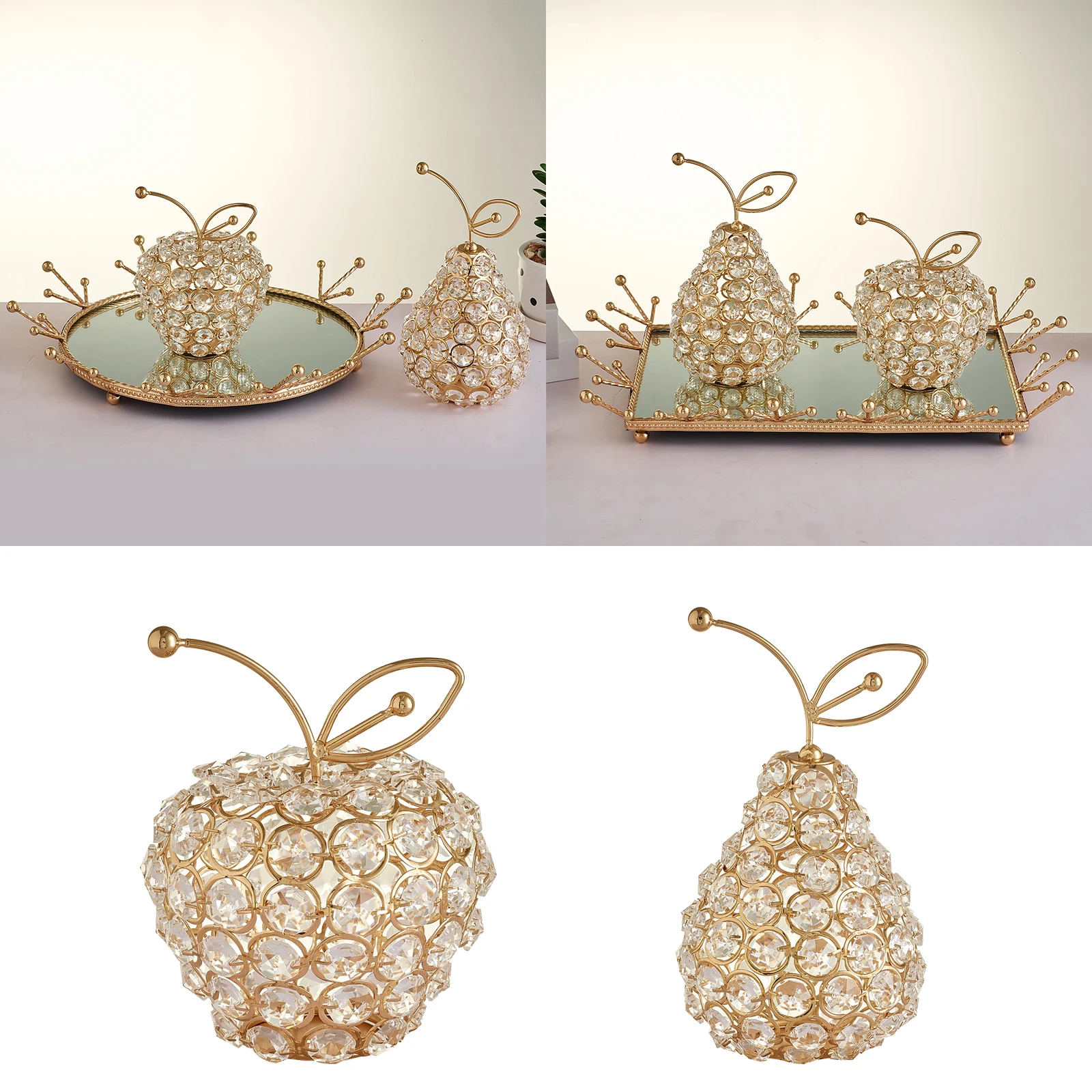 

Nordic Room Decor Crystal Ornaments Gold Silver Fruit Wrought Iron Desk Adornment Home Desk Decoration